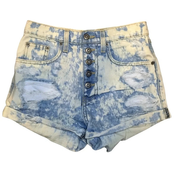 Carmar High Waisted Button Fly Acid Wash Denim Shorts Women’s Size 24 - Picture 1 of 7